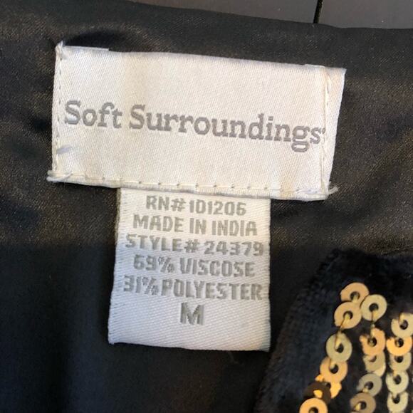 Soft Surroundings black velvet gold sequin bead trim top size Medium - Picture 11 of 13